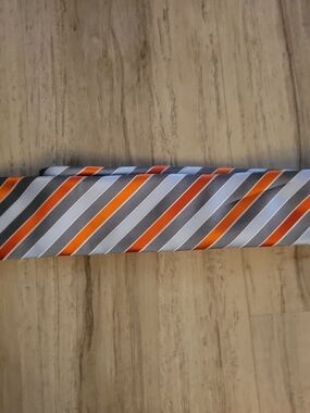 Perry Ellis Orange and Silver Diagonal Stripe Tie